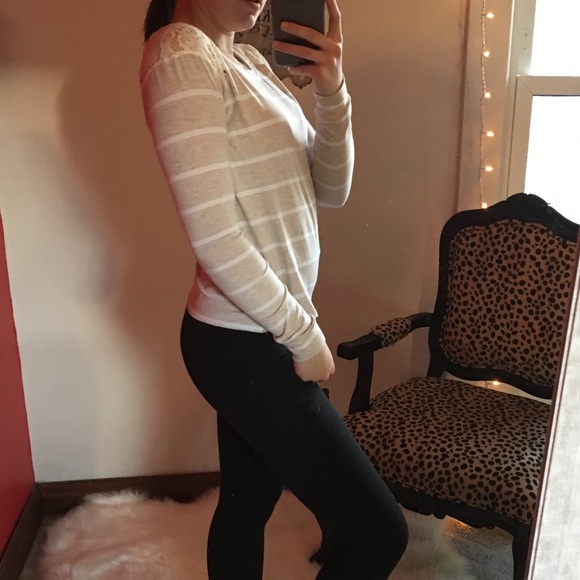 🛍 Delias XS Shirt Lace Striped Long Sleeve Top - Picture 2 of 5